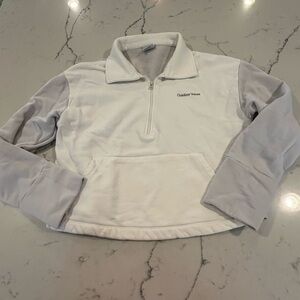 Outdoor Voices Cream and Gray Quarter-Zip